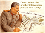 Zealandian propaganda poster displaying Sandus and its Sôgmô as Josef Stalin.