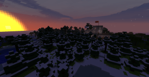 The capital region in Sandum Minecraft server occupies two mountains and a low-lying area. The city will expand around this biome.